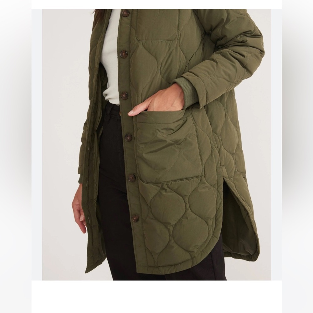 Marine Layer Olive Quilted Long Jacket - Picture 5 of 5